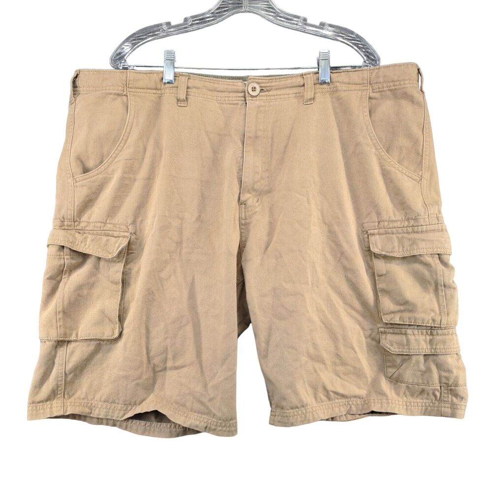 Old Mill Mens Cargo Shorts Tan Size 40 Cotton Pockets Belt Loops